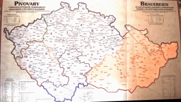 Historická mapa pivovarů v Čechách a na Moravě, rok 1913 Historicka mapa pivovaru v Cechach a na Morave, rok 1913